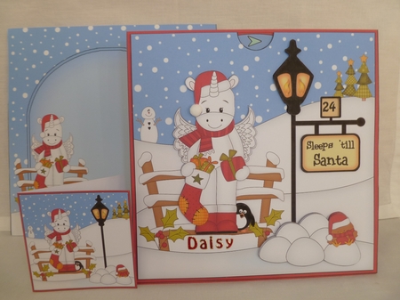 3D Christmas Unicorn Sleeps Till Santa Countdown Card by Jean Harrison