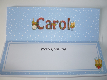 Large DL Merry Christmas CAROL insert by Jean Harrison