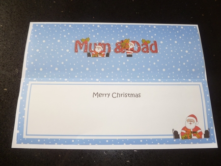 Large DL Merry Christmas MUM & DAD with Santa insert by Jean Harrison