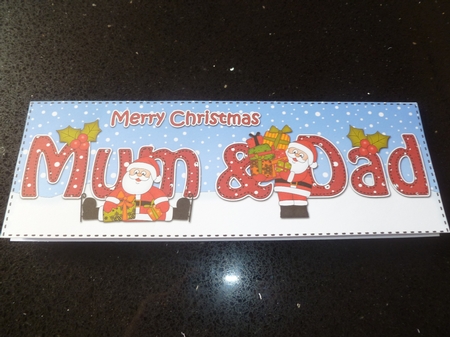 Large DL Merry Christmas MUM & DAD with Santa insert by Jean Harrison