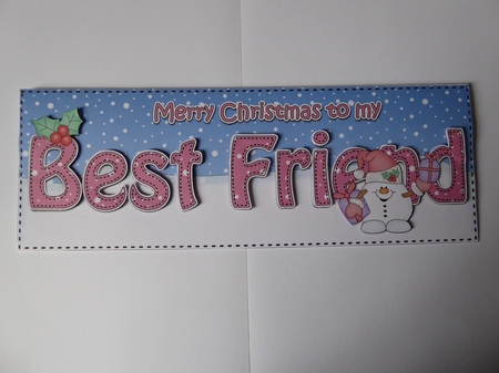 Large DL Merry Christmas BEST FRIEND 3D decoupage with Snowball Sam  by Jean Harrison