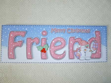Large DL Merry Christmas FRIEND insert with Snowball Sam  by Jean Harrison