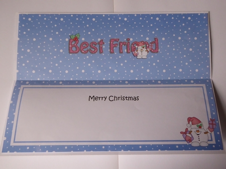 Large DL Merry Christmas BEST FRIEND insert with Snowball Sam  by Jean Harrison