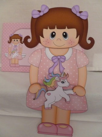 3D On the Shelf Card Kit - Little Girl Allison has a Toy Unicorn by Jean Harrison