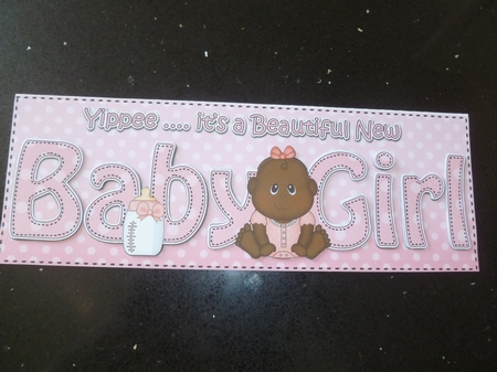 Large DL YIPPEE ... ITS A BEAUTIFUL ETHNIC NEW BABY GIRL 3D decoupage by Jean Harrison
