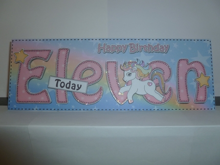 Large DL Happy Birthday ELEVEN TODAY 3D decoupage by Jean Harrison
