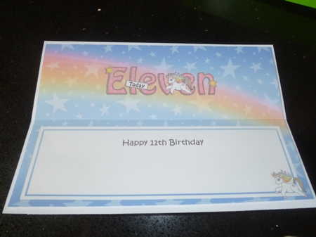 Large DL Happy Birthday ELEVEN TODAY insert by Jean Harrison