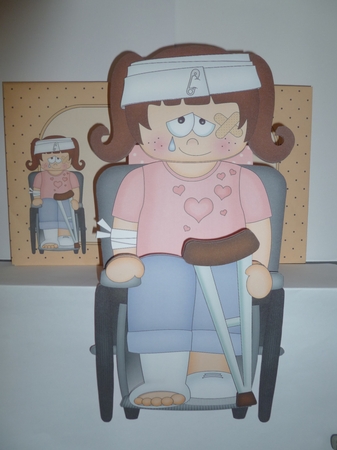 3D On the Shelf Card Kit - OOps Ouch Young Girl Effie has had an Accident by Jean Harrison