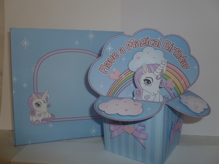 3D Diagonal Rubber Band Pop Up Box Card Kit - Cute Little Unicorn Magic by Jean Harrison