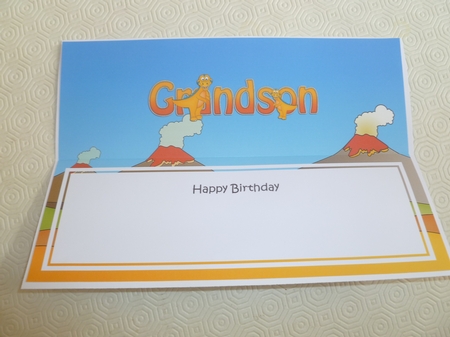 Large DL Happy Birthday GRANDSON insert with Dinosaurs by Jean Harrison