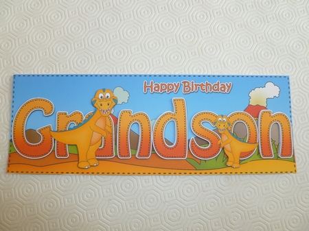 Large DL Happy Birthday GRANDSON insert with Dinosaurs by Jean Harrison