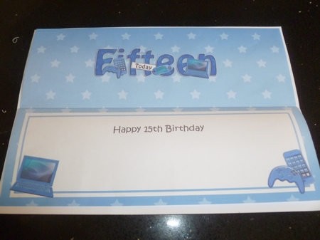 Large DL Happy Birthday FIFTEEN TODAY insert by Jean Harrison