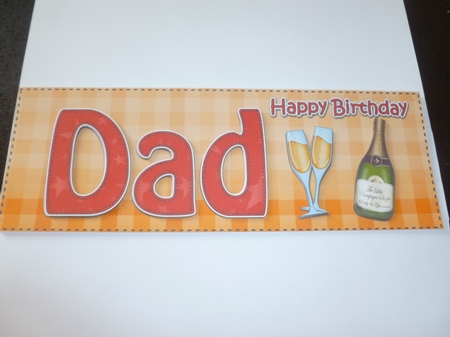 Large DL Happy Birthday DAD 3D decoupage with Champagne by Jean Harrison