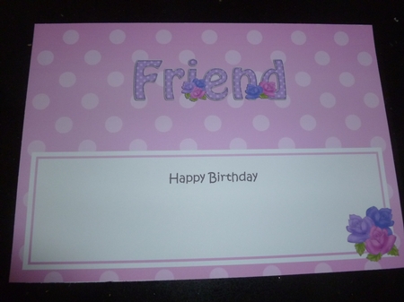 Large DL Happy Birthday FRIEND insert with Roses by Jean Harrison