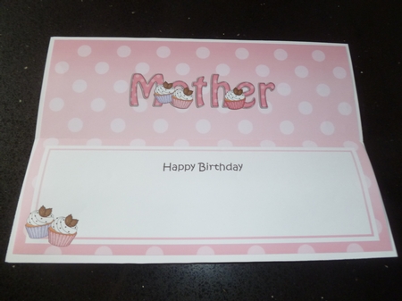 Large DL Happy Birthday MOTHER insert with Cupcakes by Jean Harrison