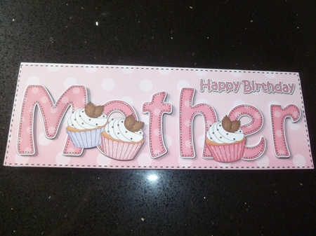 Large DL Happy Birthday MOTHER insert with Cupcakes by Jean Harrison