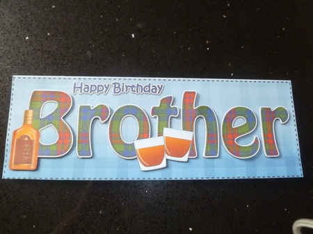 Large DL Happy Birthday BROTHER 3D decoupage with Tartan  by Jean Harrison