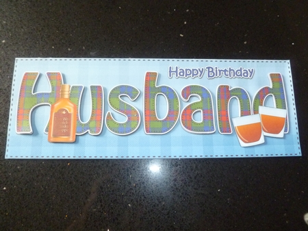 Large DL Happy Birthday HUSBAND insert with Tartan by Jean Harrison