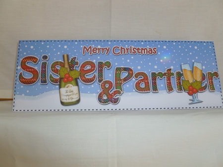 Large DL Merry Christmas SISTER & PARTNER insert with Champagne by Jean Harrison