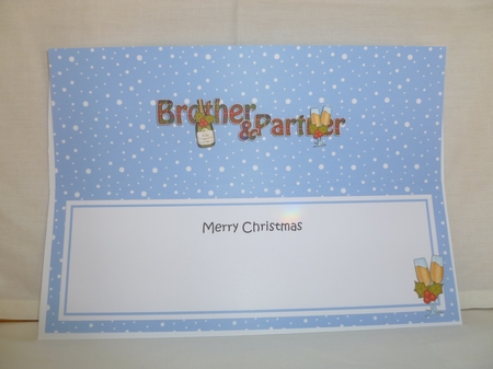 Large DL Merry Christmas BOTHER & PARTNER insert with Champagne by Jean Harrison