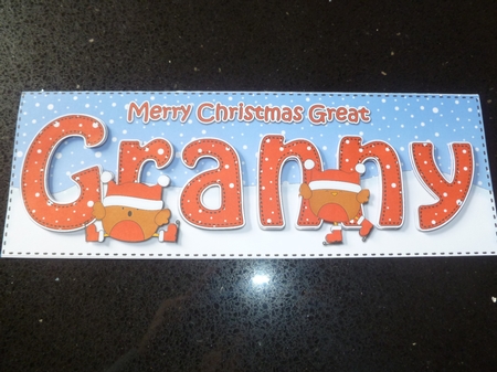 Large DL Merry Christmas GREAT GRANNY insert with Bobbin Robin by Jean Harrison
