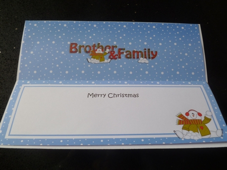 Large DL Merry Christmas to my BROTHER & FAMILY 3D decoupage with Snowman Rio  by Jean Harrison
