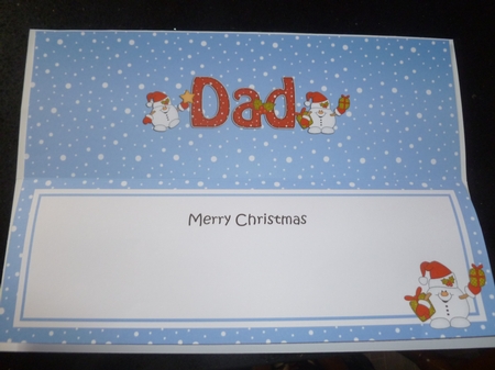 Large DL Merry Christmas DAD 3D decoupage with Snowball Sam  by Jean Harrison