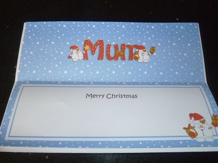 Large DL Merry Christmas MUM insert with Snowball Sam by Jean Harrison