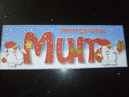 Large DL Merry Christmas MUM insert with Snowball Sam by Jean Harrison