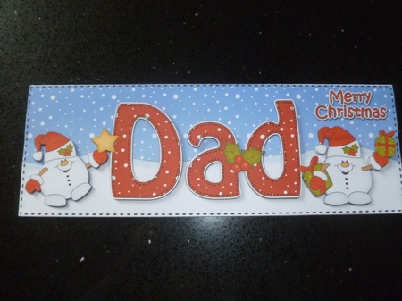 Large DL Merry Christmas DAD insert with Snowball Sam by Jean Harrison