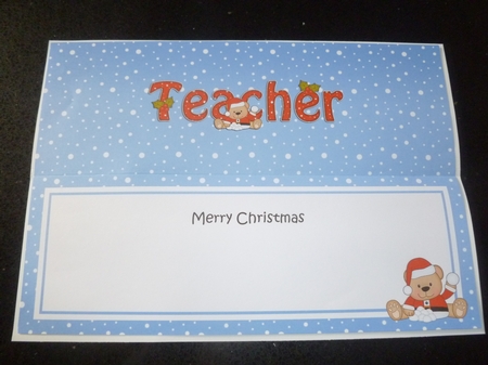Large DL Merry Christmas TEACHER insert by Jean Harrison