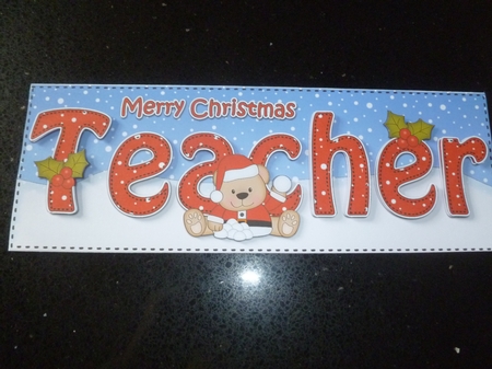 Large DL Merry Christmas TEACHER insert by Jean Harrison