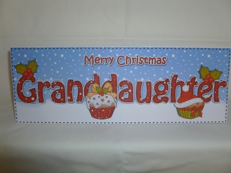 Large DL Merry Christmas GRANDDAUGHTER 3D decoupage with Cupcakes by Jean Harrison
