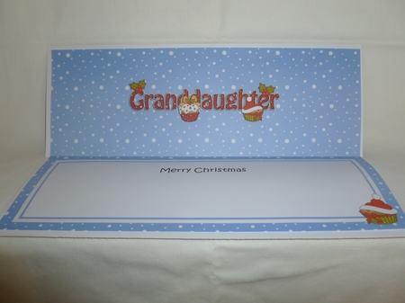 Large DL Merry Christmas GRANDDAUGHTER 3D decoupage with Cupcakes by Jean Harrison