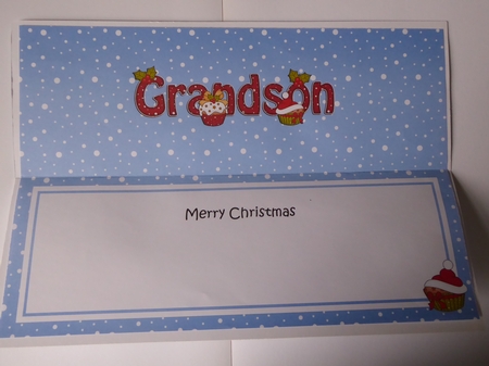 Large DL Merry Christmas GRANDSON insert with Cupcakes by Jean Harrison
