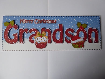 Large DL Merry Christmas GRANDSON insert with Cupcakes by Jean Harrison