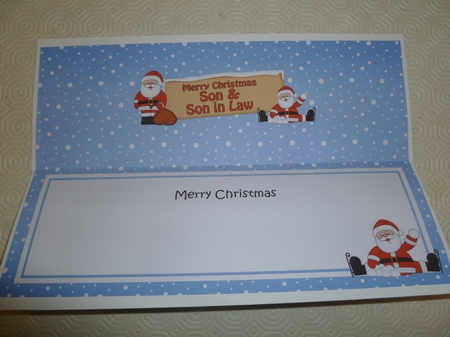 Large DL Merry Christmas SON & SON IN LAW with Santa insert by Jean Harrison