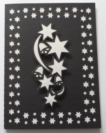 CHRISTMAS BELLS AND STARS FRAMED CARD TOPPER by Jean-Marie Penny