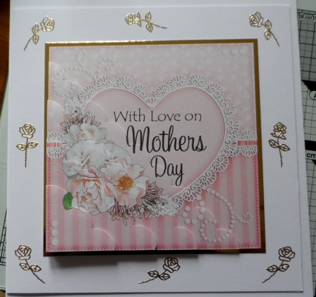 Mothers Day Flowers, Lace & Pearls Scalloped Corner Stacker by Jean-Marie Penny