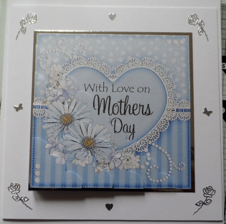 Mothers Day Flowers, Lace & Pearls Scalloped Corner Stacker by Jean-Marie Penny