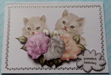 Cute Vintage Kittens & Roses 3 by Jean-Marie Penny