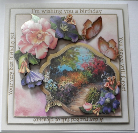 Border Birthday Greeting - Clematis by Jean-Marie Penny