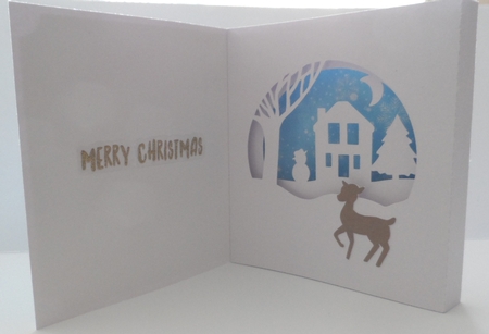 Christmas Scene Tunnel Card with Snowflake Backing Paper by Jean-Marie Penny