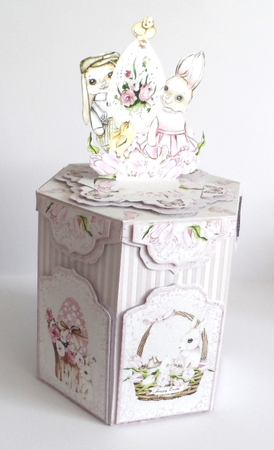 Vintage Easter - Large Hexagonal Exploding Box Surprise by Jean-Marie Penny