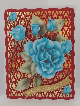ELEGANT ROSE DECOUPAGE TEAL by Jean-Marie Penny