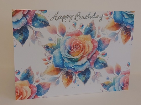 Beautiful Glitter Rainbow Rose Backing Paper (BIG) by Jean-Marie Penny