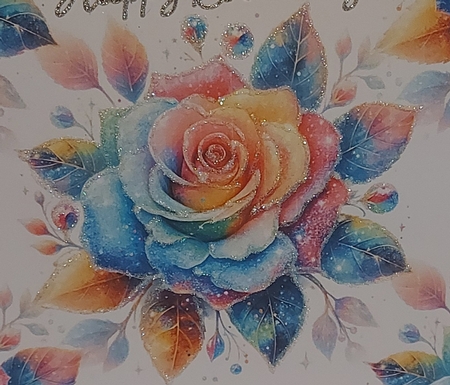 Beautiful Glitter Rainbow Rose Backing Paper (BIG) by Jean-Marie Penny