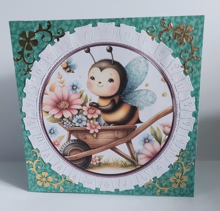 CUTE BEE IN A WHEELBARROW by Jean-Marie Penny
