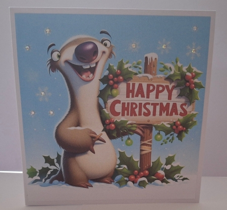 10 Ice Age Card fronts with Happy Christmas sentiment. 8x8 inches. JPEG by Jean-Marie Penny
