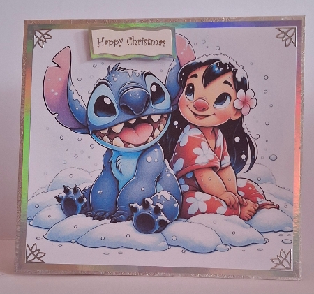 10 Lilo and Stitch in the Snow Card Fronts 8x8inches Jpegs by Jean-Marie Penny